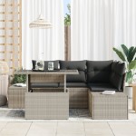 vidaXL Set de canapele pentru grădină cu pernă 5 pcs Gri deschis vidaXL Set de canapele pentru grădină cu pernă 5 pcs Gri deschis