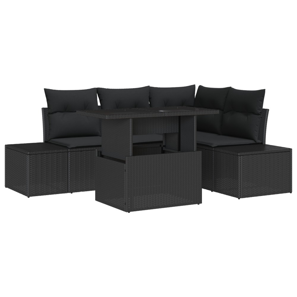 vidaXL Set de canapele pentru grădină 5 pcs Negru 100 x 55 x 73 cm