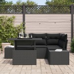 vidaXL Set de canapele pentru grădină 5 pcs Negru 100 x 55 x 73 cm