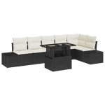 vidaXL Set de canapele pentru grădină cu pernă 7 pcs negru și crem vidaXL Set de canapele pentru grădină cu pernă 7 pcs negru și crem