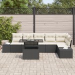 vidaXL Set de canapele pentru grădină cu pernă 7 pcs negru și crem vidaXL Set de canapele pentru grădină cu pernă 7 pcs negru și crem