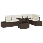 vidaXL Set de canapele pentru grădină cu pernă 7 pcs maro și crem vidaXL Set de canapele pentru grădină cu pernă 7 pcs maro și crem