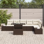 vidaXL Set de canapele pentru grădină cu pernă 7 pcs maro și crem vidaXL Set de canapele pentru grădină cu pernă 7 pcs maro și crem
