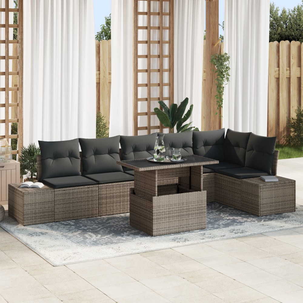 vidaXL Set de canapele pentru grădină 7 pcs Gri 100 x 55 x 73 cm