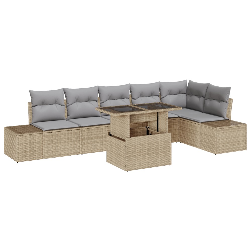 vidaXL Set de canapele pentru grădină Manual 7 pcs bej și gri deschis