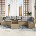 vidaXL Set de canapele pentru grădină Manual 7 pcs bej și gri deschis