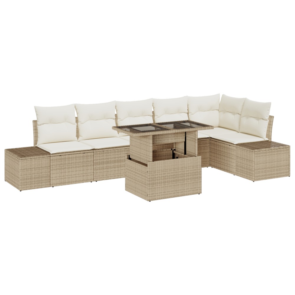 vidaXL Set de canapele pentru grădină cu pernă 7 pcs bej și crem