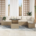 vidaXL Set de canapele pentru grădină cu pernă 7 pcs bej și crem vidaXL Set de canapele pentru grădină cu pernă 7 pcs bej și crem