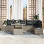 vidaXL Set de canapele pentru grădină cu pernă 7 pcs Gri deschis