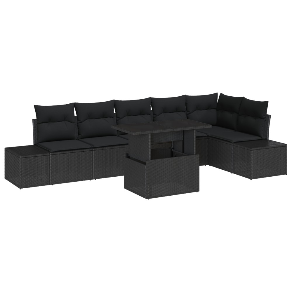vidaXL Set de canapele pentru grădină 7 pcs Negru 100 x 55 x 73 cm
