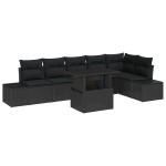vidaXL Set de canapele pentru grădină 7 pcs Negru 100 x 55 x 73 cm