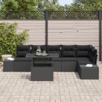 vidaXL Set de canapele pentru grădină 7 pcs Negru 100 x 55 x 73 cm
