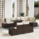 vidaXL Set de canapele pentru grădină cu pernă 9 pcs maro și crem vidaXL Set de canapele pentru grădină cu pernă 9 pcs maro și crem
