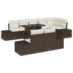 vidaXL Set de canapele pentru grădină cu pernă 9 pcs maro și crem vidaXL Set de canapele pentru grădină cu pernă 9 pcs maro și crem