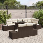 vidaXL Set de canapele pentru grădină cu pernă 9 pcs maro și crem vidaXL Set de canapele pentru grădină cu pernă 9 pcs maro și crem