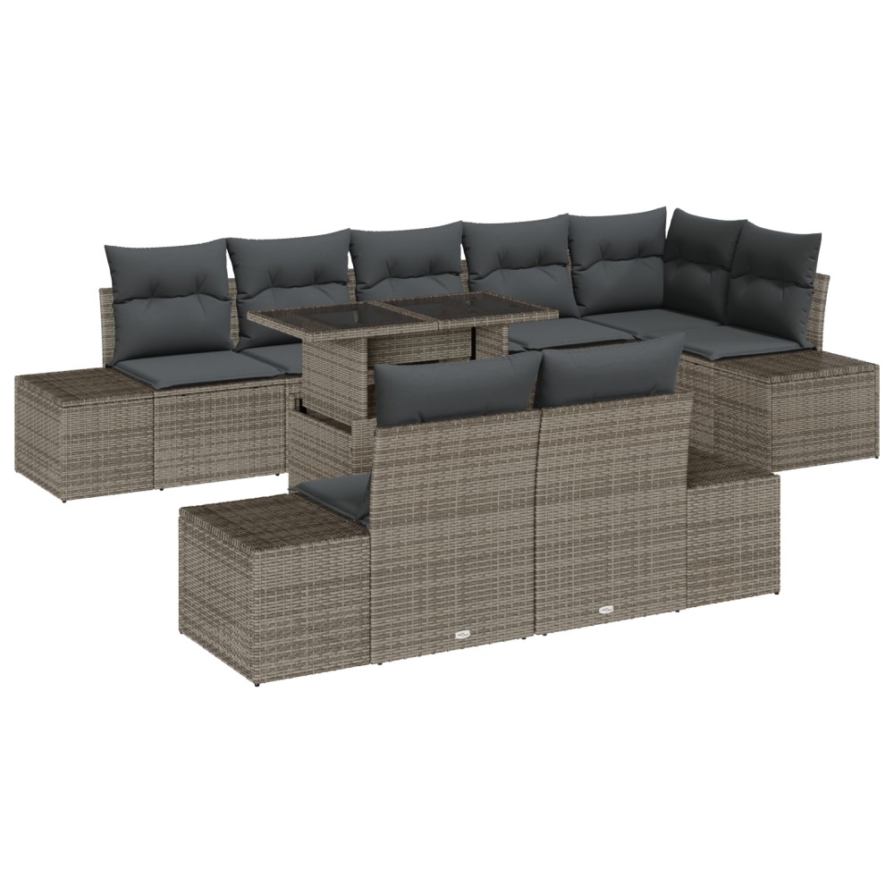 vidaXL Set de canapele pentru grădină 9 pcs Gri 100 x 55 x 73 cm