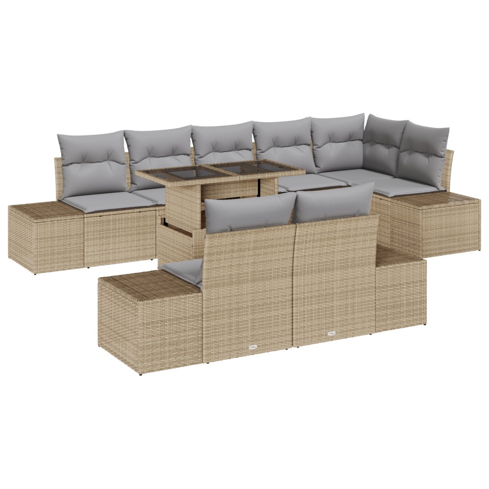 vidaXL Set de canapele pentru grădină Manual 9 pcs bej și gri deschis