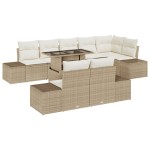 vidaXL Set de canapele pentru grădină cu pernă 9 pcs bej și crem