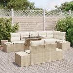 vidaXL Set de canapele pentru grădină cu pernă 9 pcs bej și crem