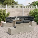 vidaXL Set de canapele pentru grădină cu pernă 9 pcs Gri deschis vidaXL Set de canapele pentru grădină cu pernă 9 pcs Gri deschis