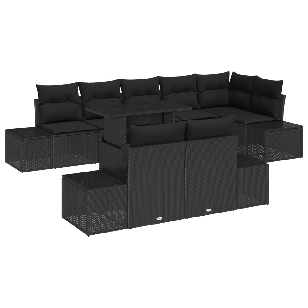 vidaXL Set de canapele pentru grădină 9 pcs Negru 100 x 55 x 73 cm