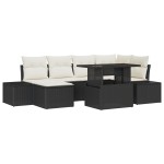 vidaXL Set de canapele pentru grădină cu pernă 7 pcs negru și crem vidaXL Set de canapele pentru grădină cu pernă 7 pcs negru și crem