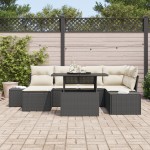 vidaXL Set de canapele pentru grădină cu pernă 7 pcs negru și crem vidaXL Set de canapele pentru grădină cu pernă 7 pcs negru și crem