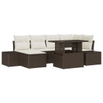 vidaXL Set de canapele pentru grădină cu pernă 7 pcs maro și crem vidaXL Set de canapele pentru grădină cu pernă 7 pcs maro și crem