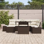 vidaXL Set de canapele pentru grădină cu pernă 7 pcs maro și crem vidaXL Set de canapele pentru grădină cu pernă 7 pcs maro și crem