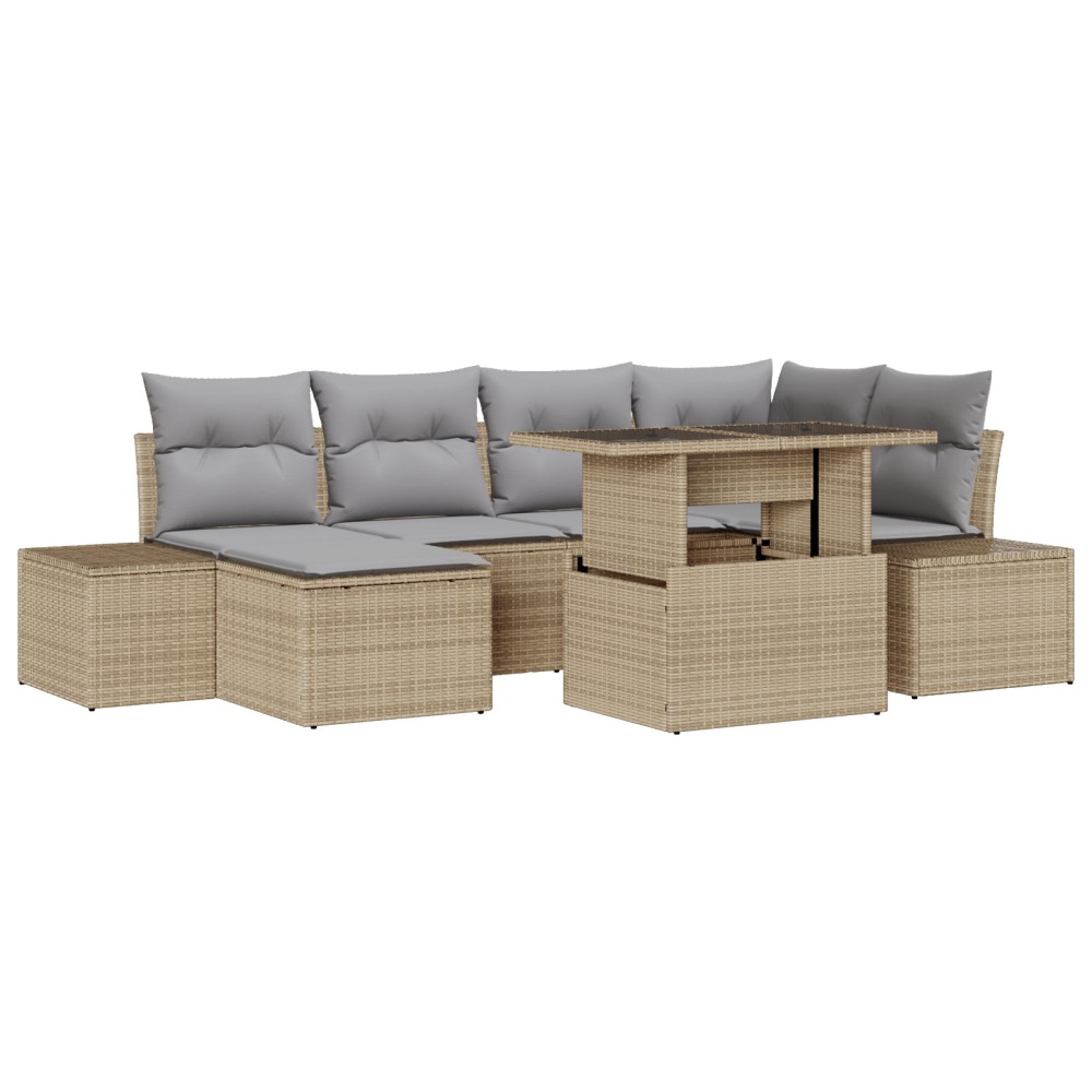 vidaXL Set de canapele pentru grădină 7 pcs bej și gri deschis