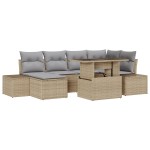 vidaXL Set de canapele pentru grădină 7 pcs bej și gri deschis