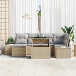 vidaXL Set de canapele pentru grădină 7 pcs bej și gri deschis