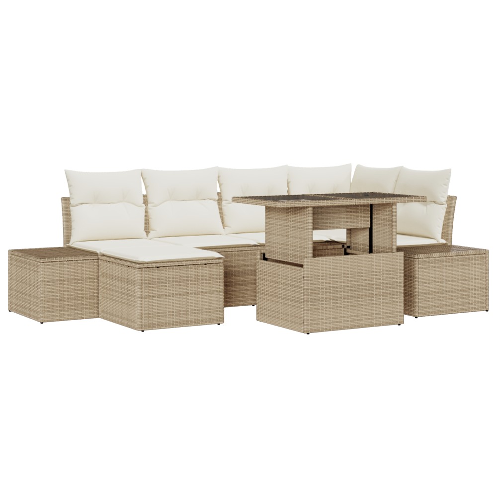 vidaXL Set de canapele pentru grădină cu pernă 7 pcs bej și crem