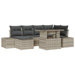 vidaXL Set de canapele pentru grădină cu pernă 7 pcs Gri deschis