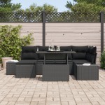 vidaXL Set de canapele pentru grădină cu pernă 7 pcs Negru vidaXL Set de canapele pentru grădină cu pernă 7 pcs Negru