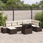 vidaXL Set de canapele pentru grădină cu pernă 8 pcs maro și crem