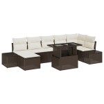 vidaXL Set de canapele pentru grădină cu pernă 8 pcs maro și crem