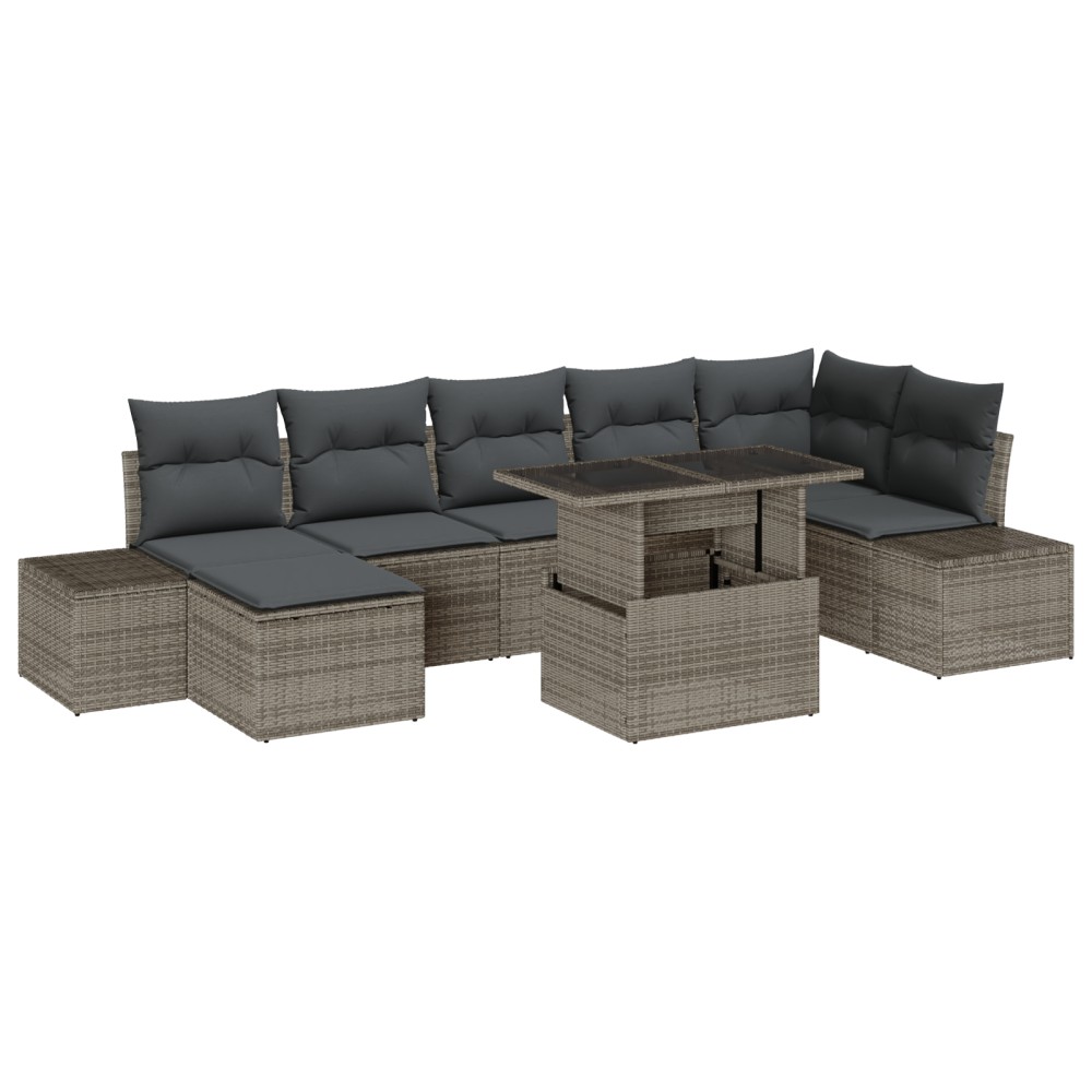 vidaXL Set de canapele pentru grădină cu pernă 8 pcs Gri