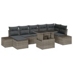 vidaXL Set de canapele pentru grădină cu pernă 8 pcs Gri