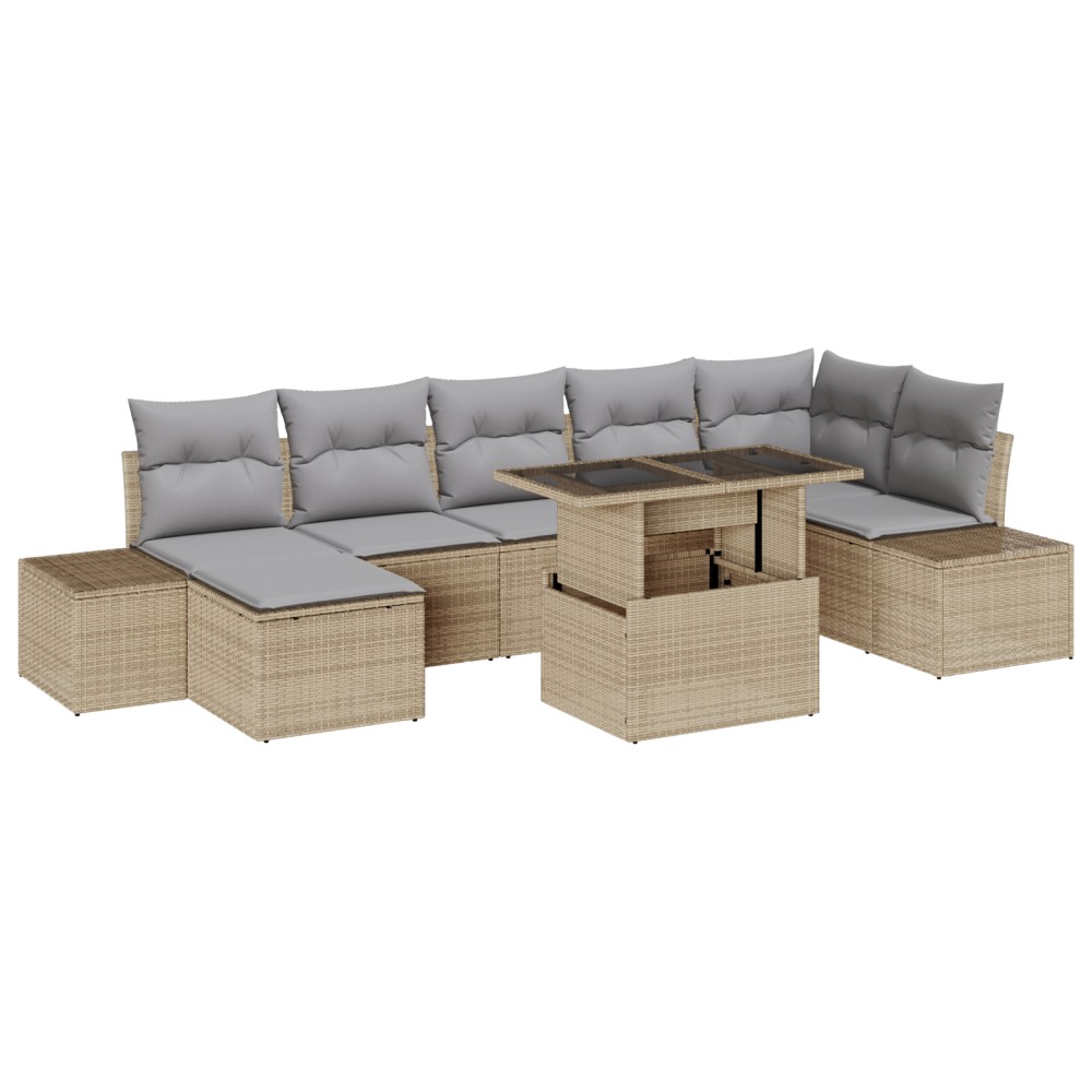 vidaXL Set de canapele pentru grădină 8 pcs bej și gri deschis