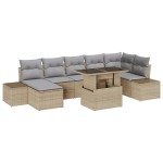 vidaXL Set de canapele pentru grădină 8 pcs bej și gri deschis
