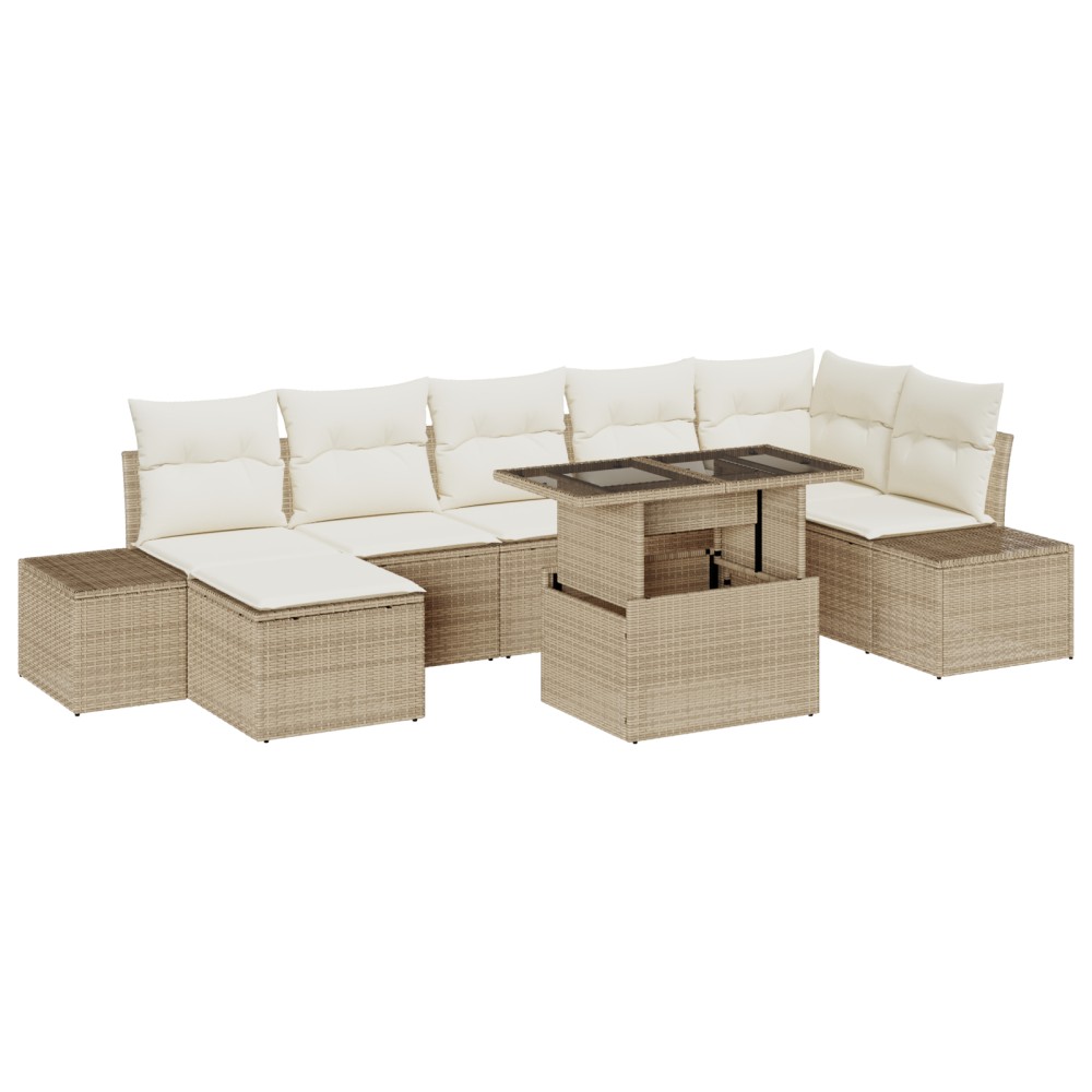 vidaXL Set de canapele pentru grădină cu pernă 8 pcs bej și crem