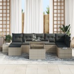 vidaXL Set de canapele pentru grădină cu pernă 8 pcs Gri deschis