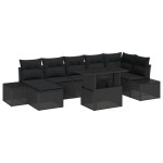 vidaXL Set de canapele pentru grădină cu pernă 8 pcs Negru