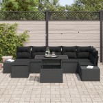 vidaXL Set de canapele pentru grădină cu pernă 8 pcs Negru