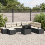 vidaXL Set de canapele pentru grădină cu pernă 9 pcs negru și crem vidaXL Set de canapele pentru grădină cu pernă 9 pcs negru și crem