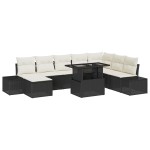 vidaXL Set de canapele pentru grădină cu pernă 9 pcs negru și crem vidaXL Set de canapele pentru grădină cu pernă 9 pcs negru și crem