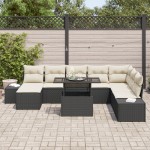 vidaXL Set de canapele pentru grădină cu pernă 9 pcs negru și crem vidaXL Set de canapele pentru grădină cu pernă 9 pcs negru și crem