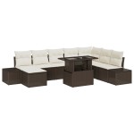 vidaXL Set de canapele pentru grădină cu pernă 9 pcs maro și crem