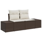vidaXL Set de canapele pentru grădină cu pernă 9 pcs maro și crem